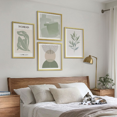 Políptico com moldura Gráficos abstratos e elegantes de plantas