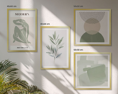 Políptico com moldura Gráficos abstratos e elegantes de plantas