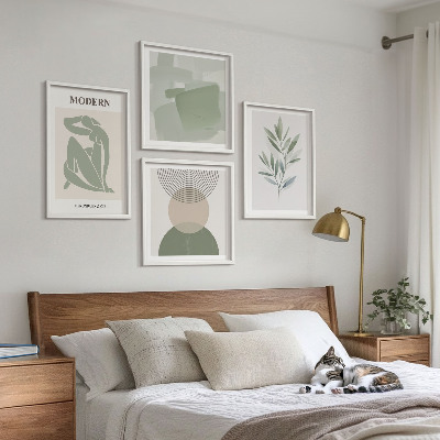 Políptico com moldura Gráficos abstratos e elegantes de plantas