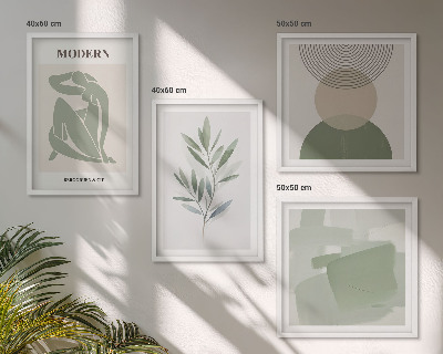 Políptico com moldura Gráficos abstratos e elegantes de plantas