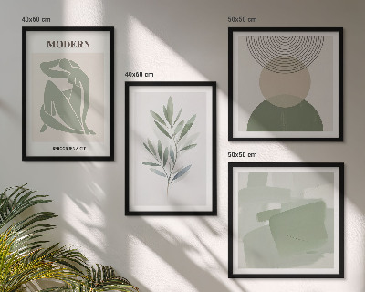 Políptico com moldura Gráficos abstratos e elegantes de plantas