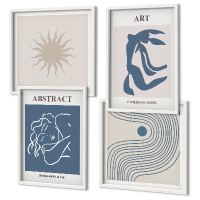Conjunto de 4 quadros com moldura Os elegantes padrões abstratos de Matisse