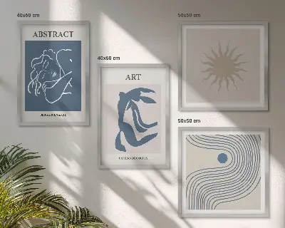Conjunto de 4 quadros com moldura com estampas abstratas elegantes de Matisse