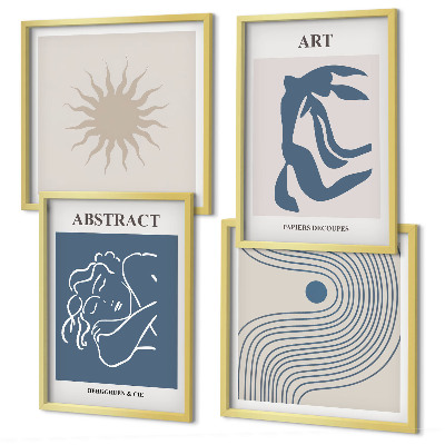 Conjunto de 4 quadros com moldura Os elegantes padrões abstratos de Matisse