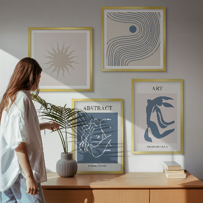 Conjunto de 4 quadros com moldura Os elegantes padrões abstratos de Matisse