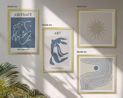 Conjunto de 4 quadros com moldura com estampas abstratas elegantes de Matisse