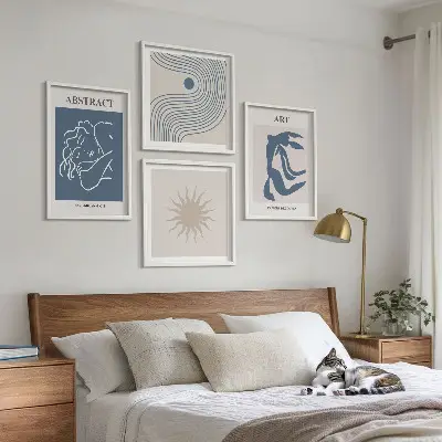Conjunto de 4 quadros com moldura com estampas abstratas elegantes de Matisse