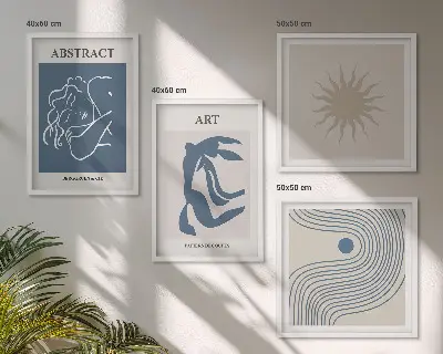 Conjunto de 4 quadros com moldura com estampas abstratas elegantes de Matisse