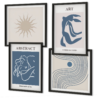 Conjunto de 4 quadros com moldura Os elegantes padrões abstratos de Matisse