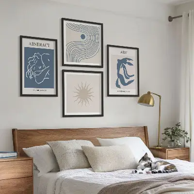 Conjunto de 4 quadros com moldura com estampas abstratas elegantes de Matisse