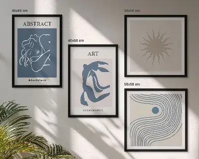 Conjunto de 4 quadros com moldura com estampas abstratas elegantes de Matisse