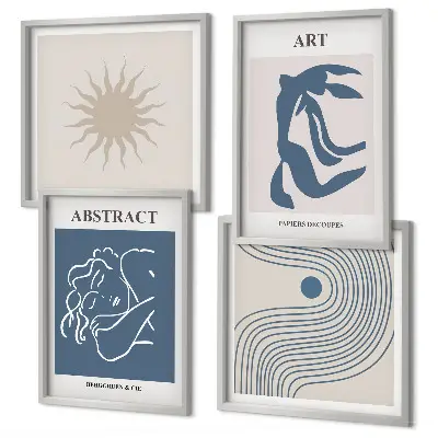 Conjunto de 4 quadros com moldura com estampas abstratas elegantes de Matisse