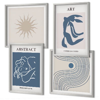 Conjunto de 4 quadros com moldura Os elegantes padrões abstratos de Matisse