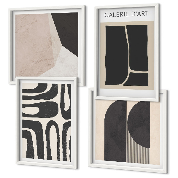Conjunto de 4 quadros com moldura Pôsteres abstratos minimalistas