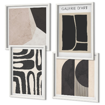 Conjunto de 4 quadros com moldura Pôsteres abstratos minimalistas