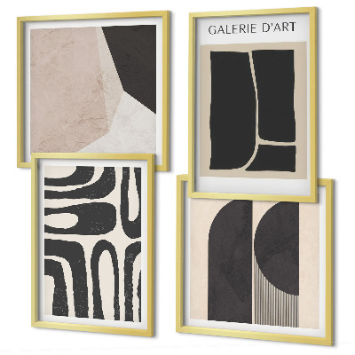 Conjunto de 4 quadros com moldura Pôsteres abstratos minimalistas