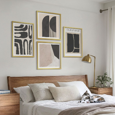 Conjunto de 4 quadros com moldura Pôsteres abstratos minimalistas