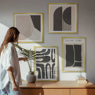 Conjunto de 4 quadros com moldura Pôsteres abstratos minimalistas