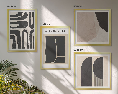 Conjunto de 4 quadros com moldura Pôsteres abstratos minimalistas