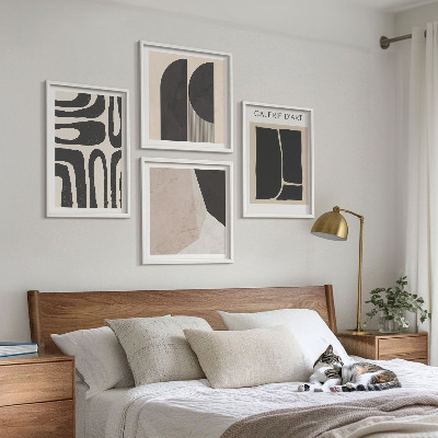 Conjunto de 4 quadros com moldura Pôsteres abstratos minimalistas