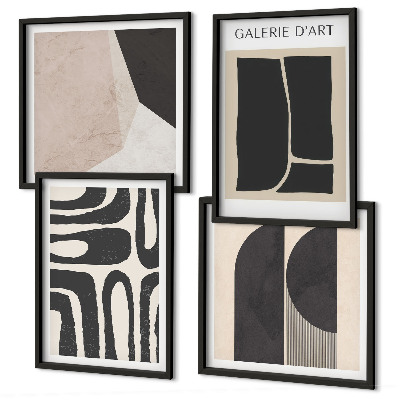 Conjunto de 4 quadros com moldura Pôsteres abstratos minimalistas