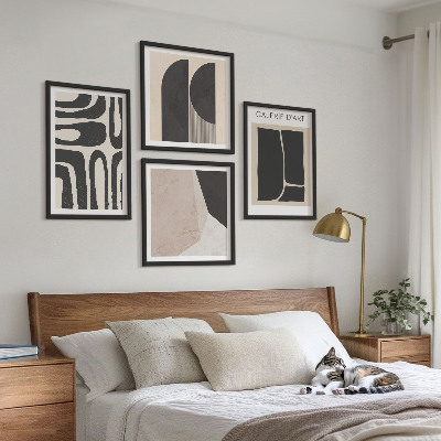 Conjunto de 4 quadros com moldura Pôsteres abstratos minimalistas