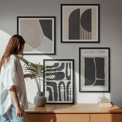 Conjunto de 4 quadros com moldura Pôsteres abstratos minimalistas