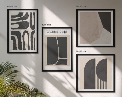 Conjunto de 4 quadros com moldura Pôsteres abstratos minimalistas