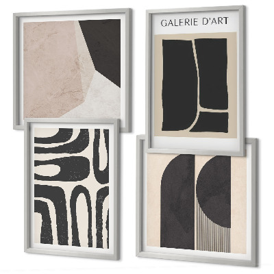 Conjunto de 4 quadros com moldura Pôsteres abstratos minimalistas