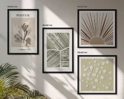 Composição de quadros Motivos vegetais em cores suaves.
