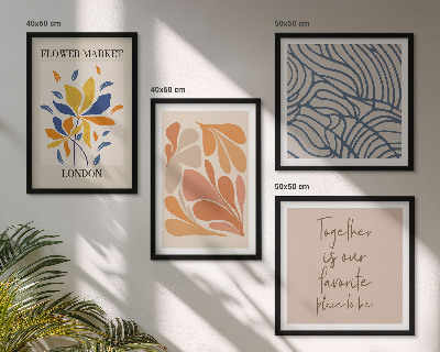 Conjunto de 4 quadros com moldura flores abstratas modernas