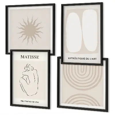 Políptico com moldura estampa de linhas minimalistas elegantes