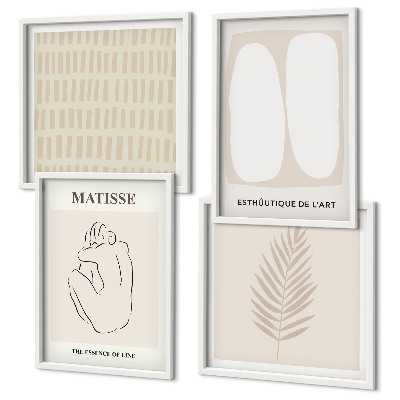 Composição de quadros Linhas, formas, bege, branco