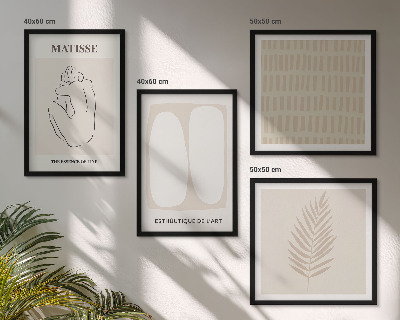 Composição de quadros Linhas, formas, bege, branco
