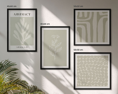 Conjunto de 4 quadros com moldura Padrões abstratos de plantas