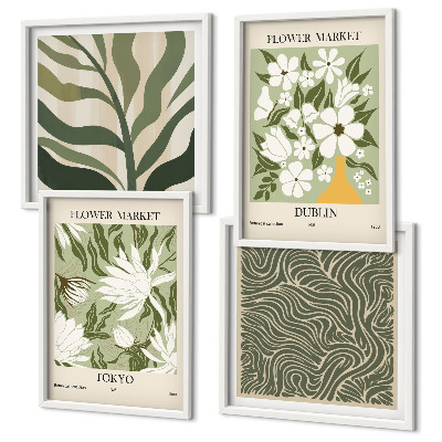 Políptico com moldura Decorações boho com estampas de plantas