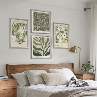 Políptico com moldura Decorações boho com estampas de plantas