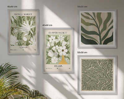 Políptico com moldura Decorações boho com estampas de plantas