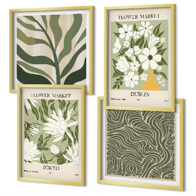 Políptico com moldura Decorações boho com estampas de plantas