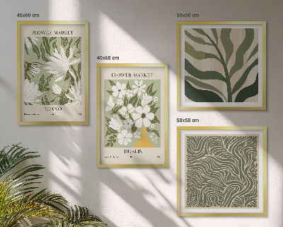 Políptico com moldura Decorações boho com estampas de plantas