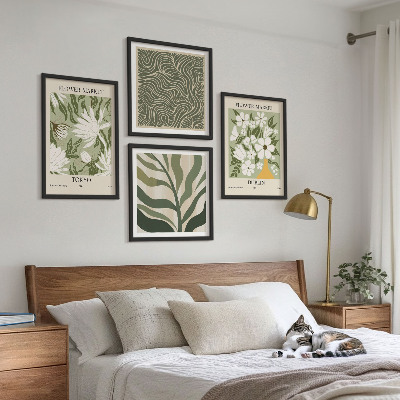 Políptico com moldura Decorações boho com estampas de plantas