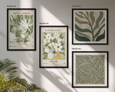 Políptico com moldura Decorações boho com estampas de plantas