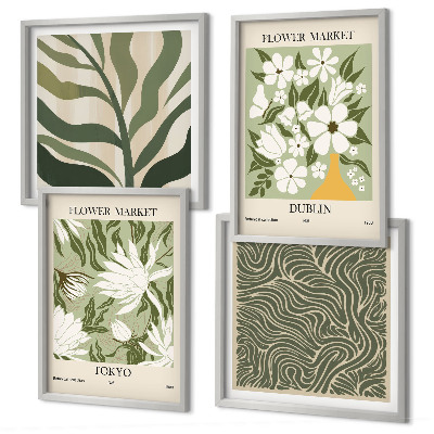 Políptico com moldura Decorações boho com estampas de plantas