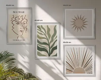 Composição de quadros com padrões abstratos de plantas