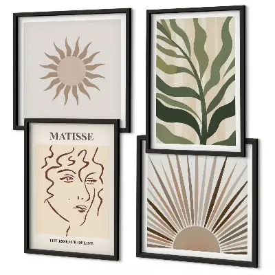 Composição de quadros com padrões abstratos de plantas