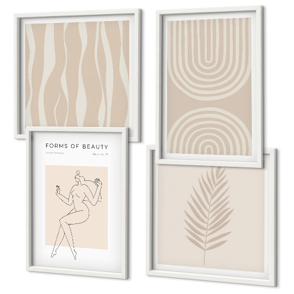 Políptico com moldura Decorações boho abstratas