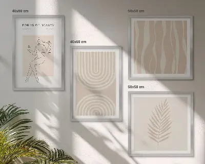 Políptico com moldura decorações abstratas estilo boho