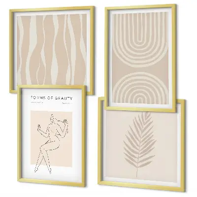 Políptico com moldura decorações abstratas estilo boho