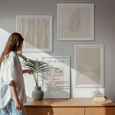 Políptico com moldura Decorações boho abstratas