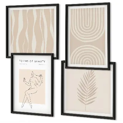 Políptico com moldura decorações abstratas estilo boho